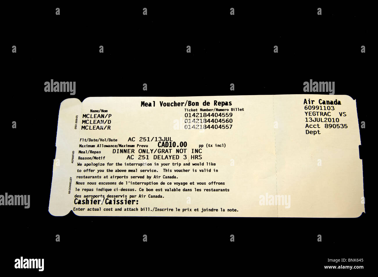 meal voucher for delayed flight