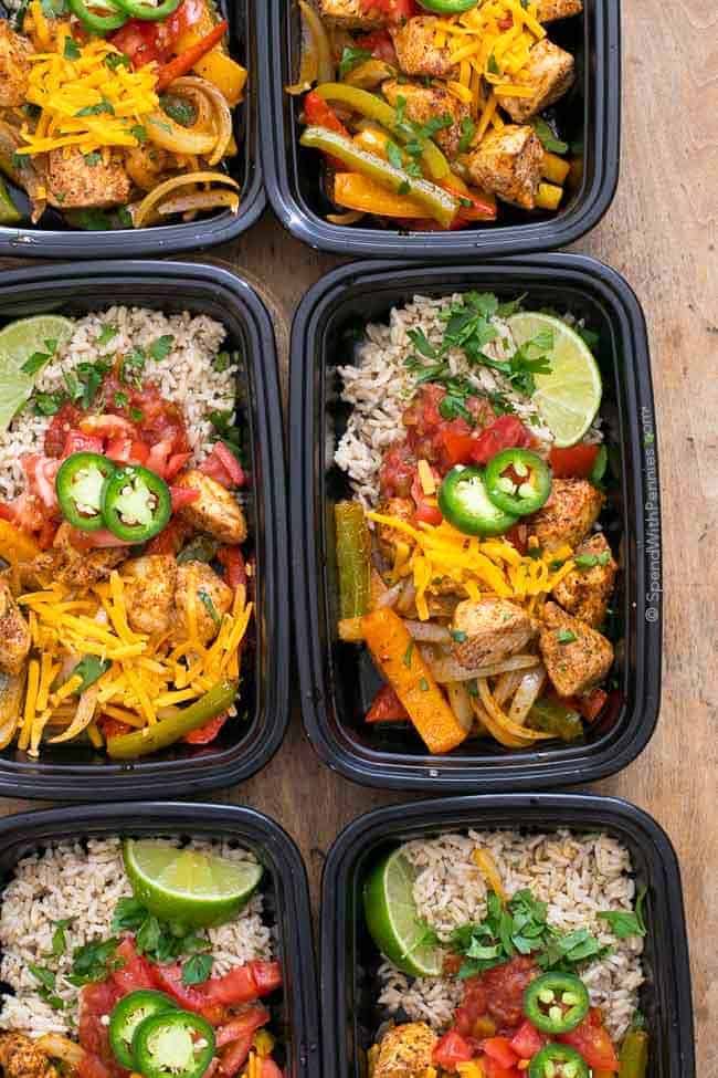 chicken fajita bowls meal prep