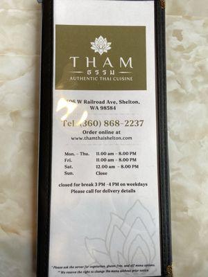 tham authentic thai cuisine shelton menu