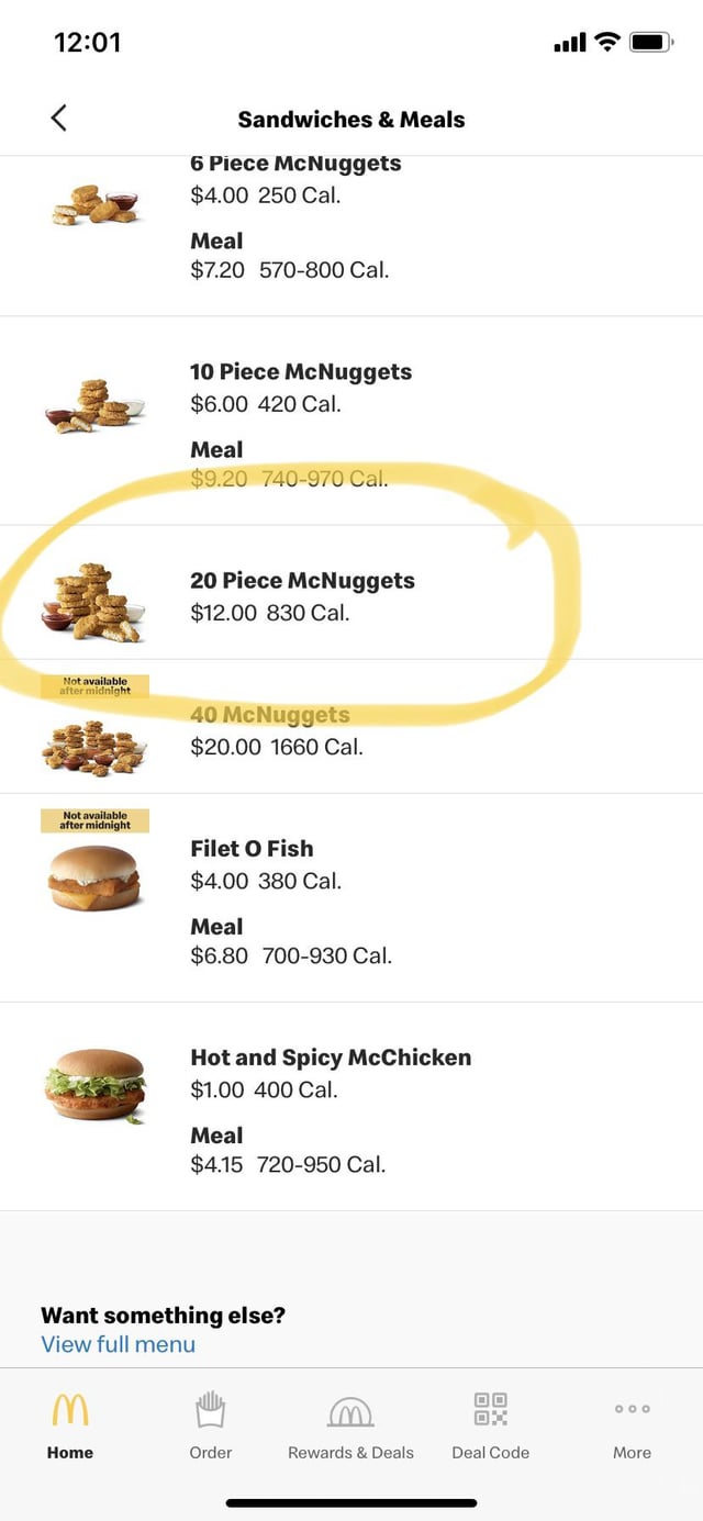 how much is a 10 piece mcnugget meal large