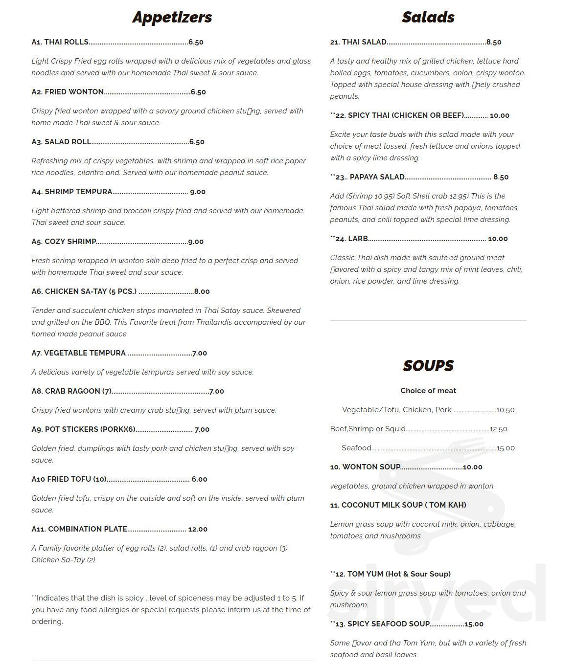 king curry thai cuisine menu