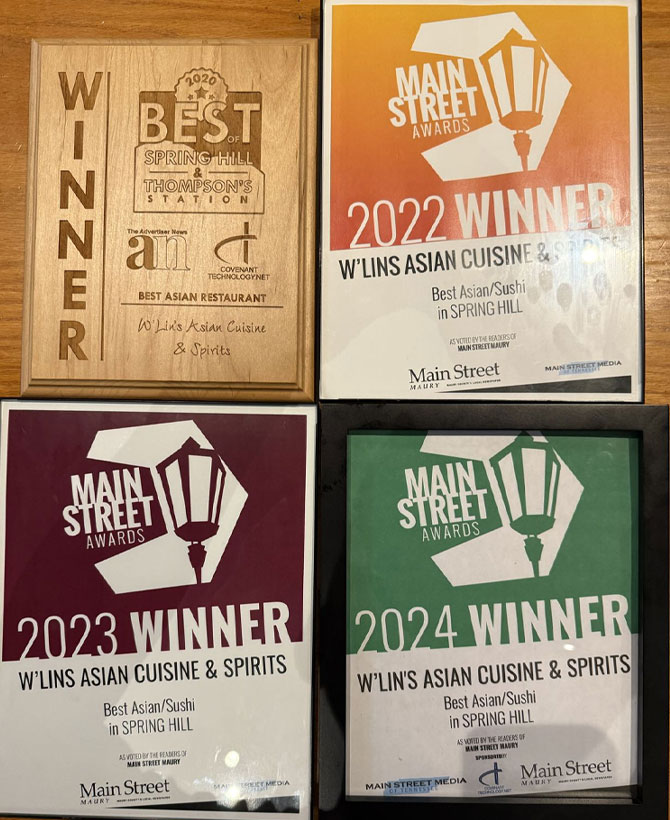 w'lins asian cuisine & spirits menu