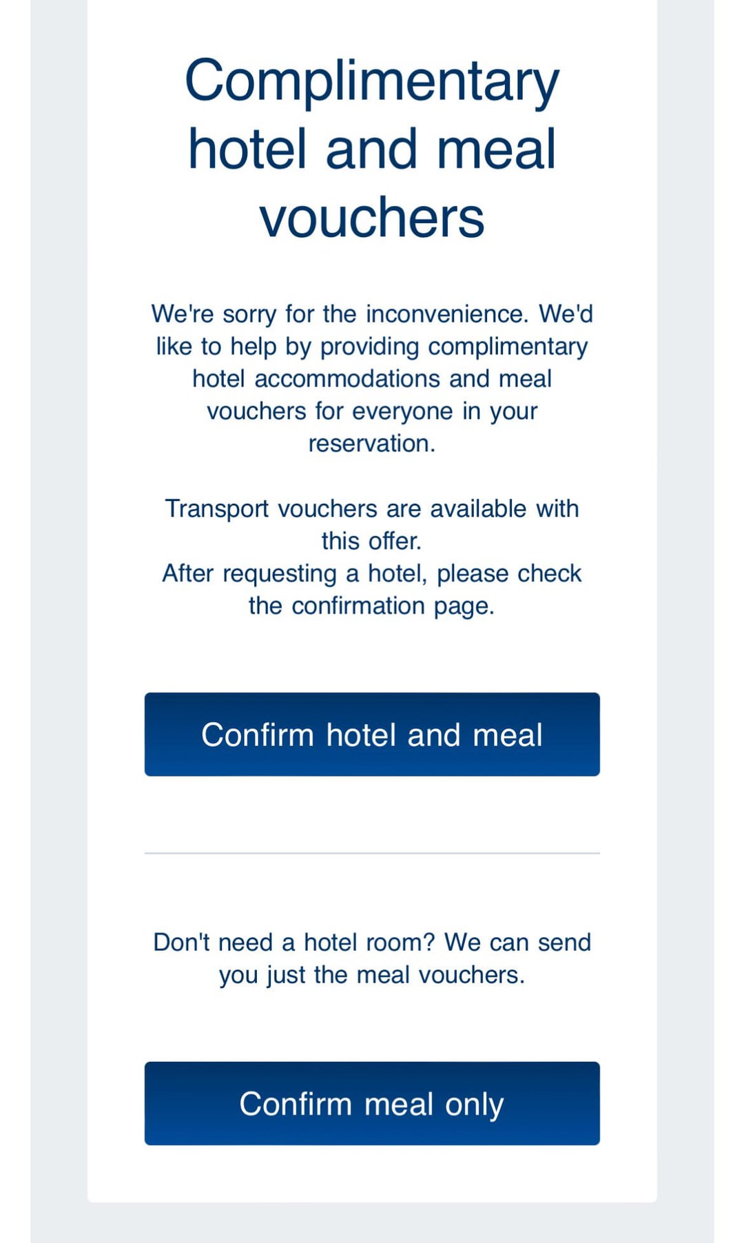 meal voucher for delayed flight