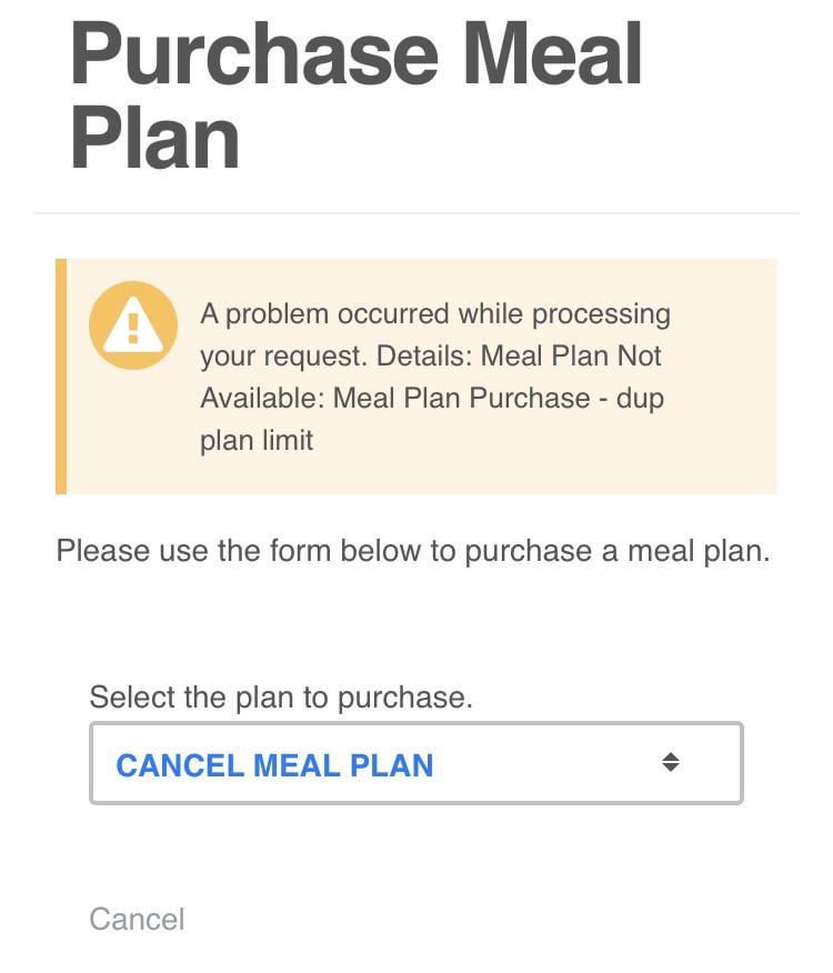 cancel meal plan