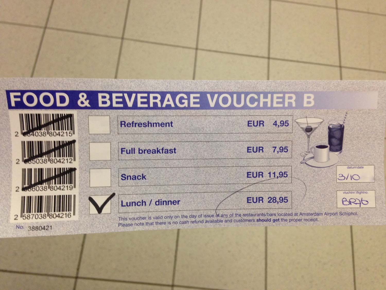 meal voucher for delayed flight