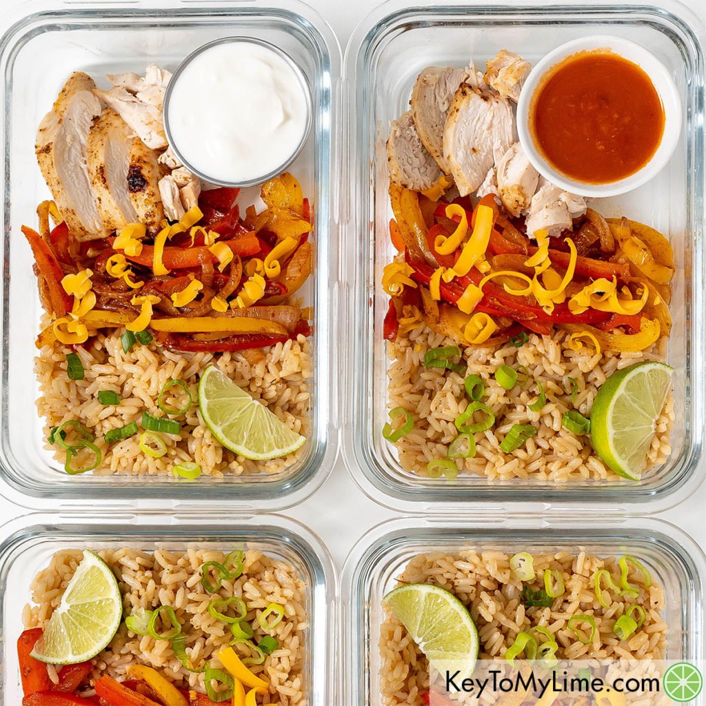 chicken fajita bowls meal prep