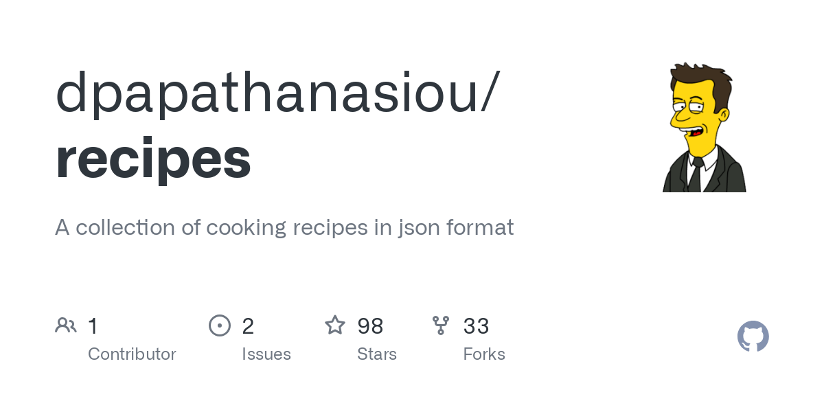 recipe database json archive.org