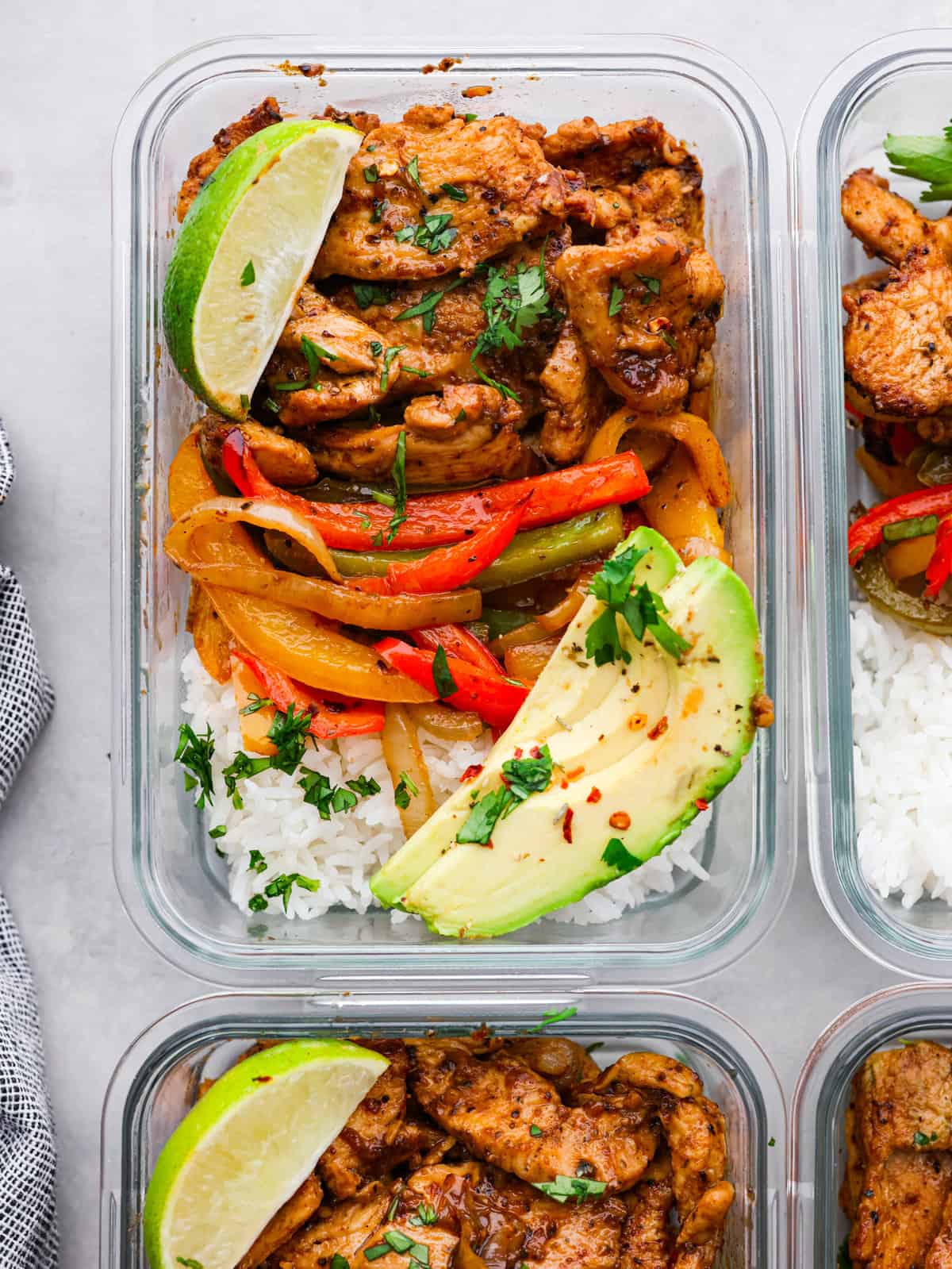 chicken fajita bowls meal prep