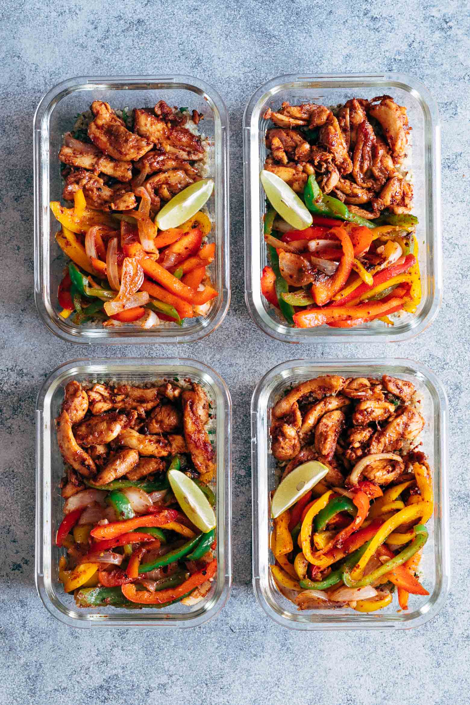 chicken fajita bowls meal prep