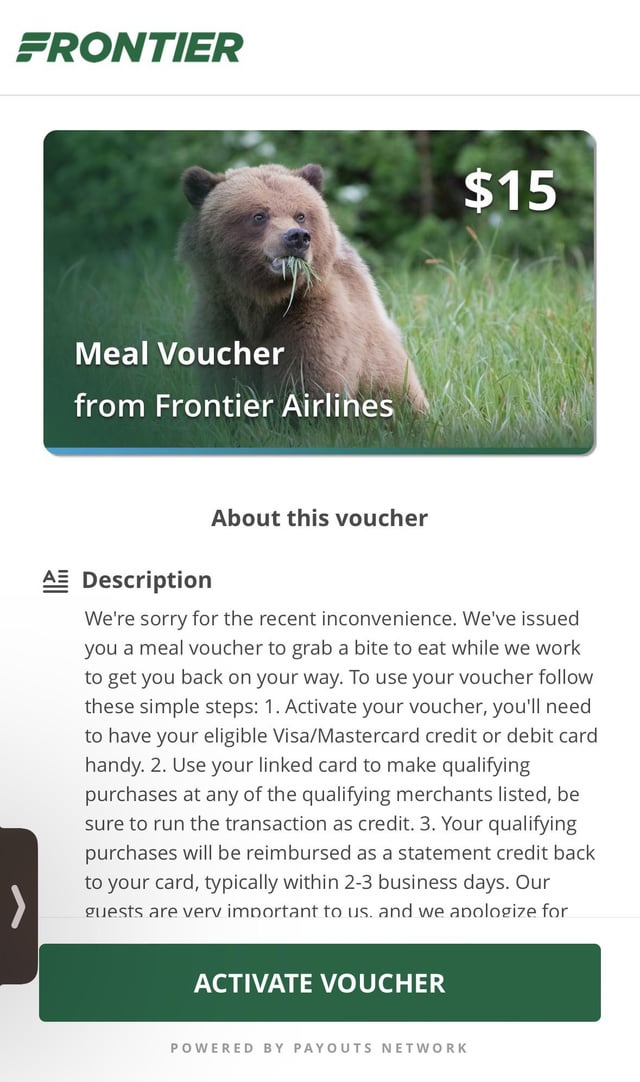 meal voucher for delayed flight