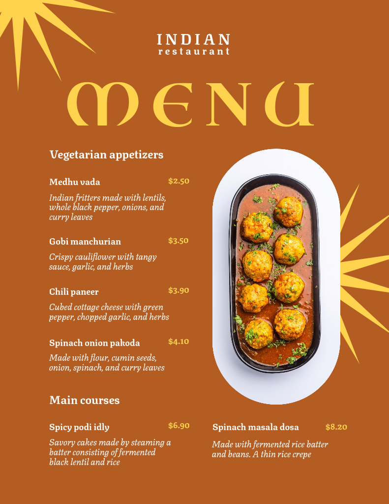 tasty indian cuisine menu