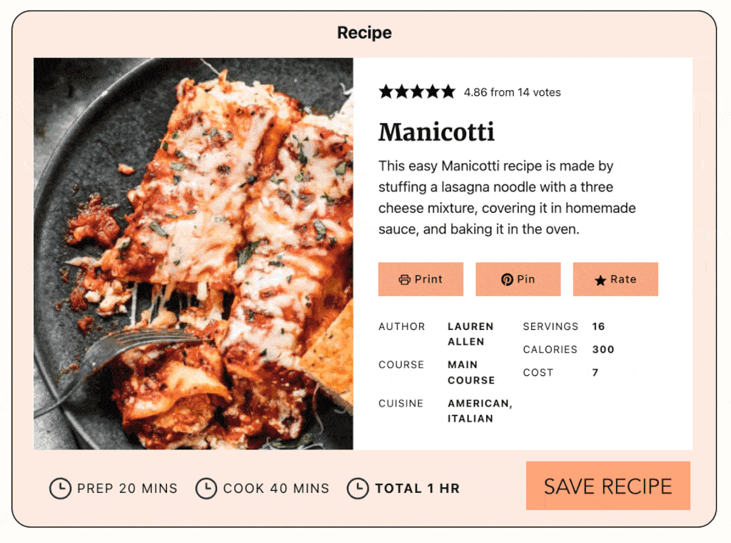 show my saved recipes