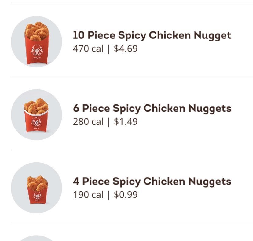 wendy's 10 piece nugget meal