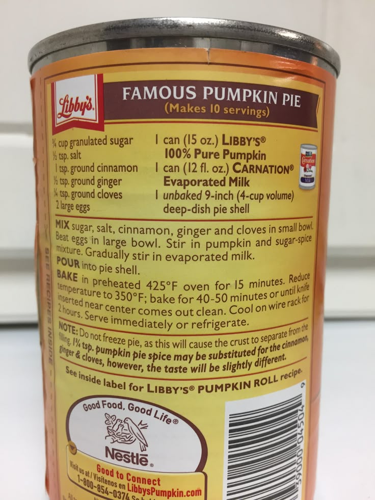 libby pumpkin pie mix recipe on label