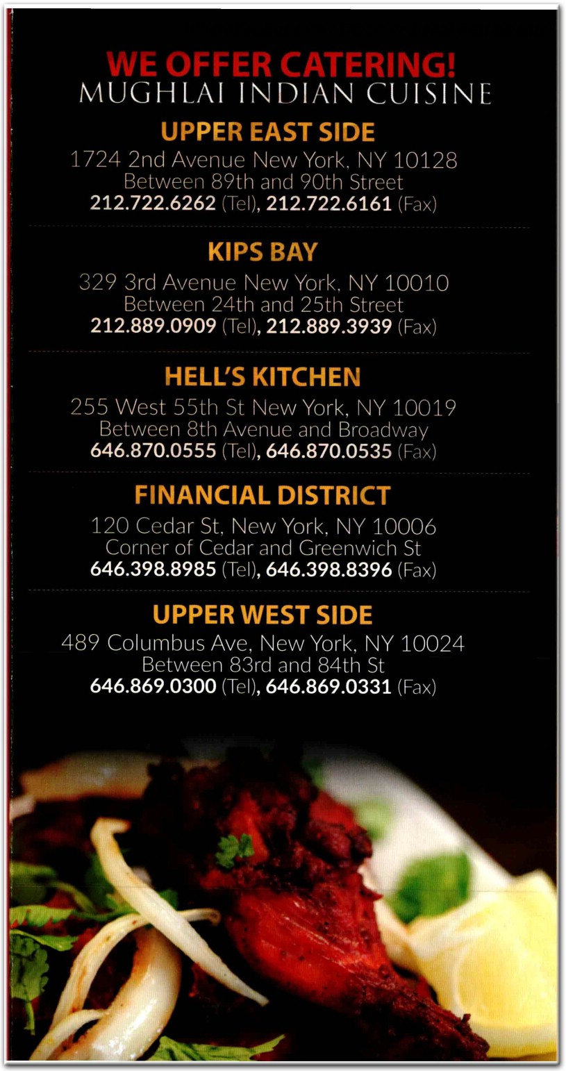mughlai indian cuisine menu