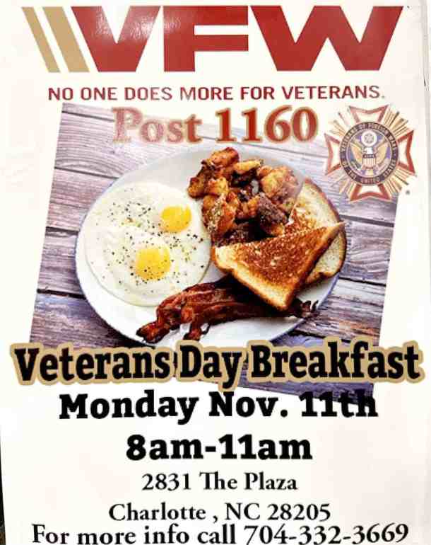 veterans day free meals north carolina