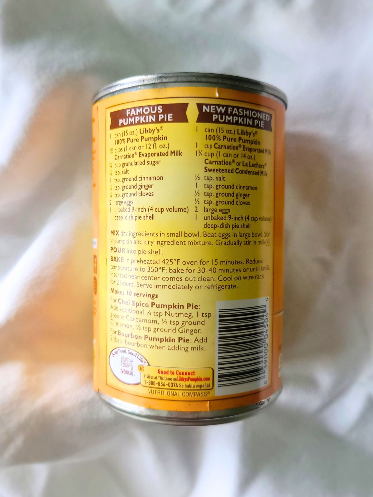 libby pumpkin pie mix recipe on label