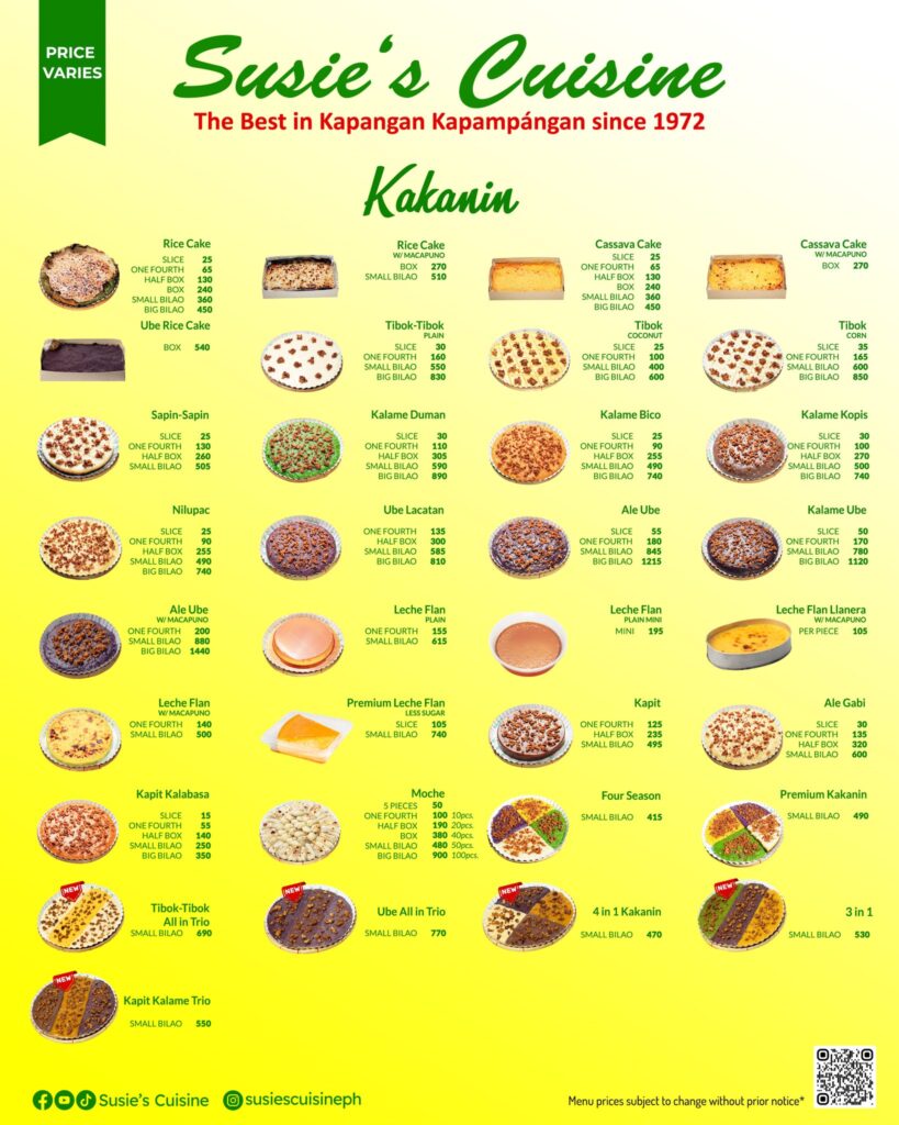 suzie cuisine menu
