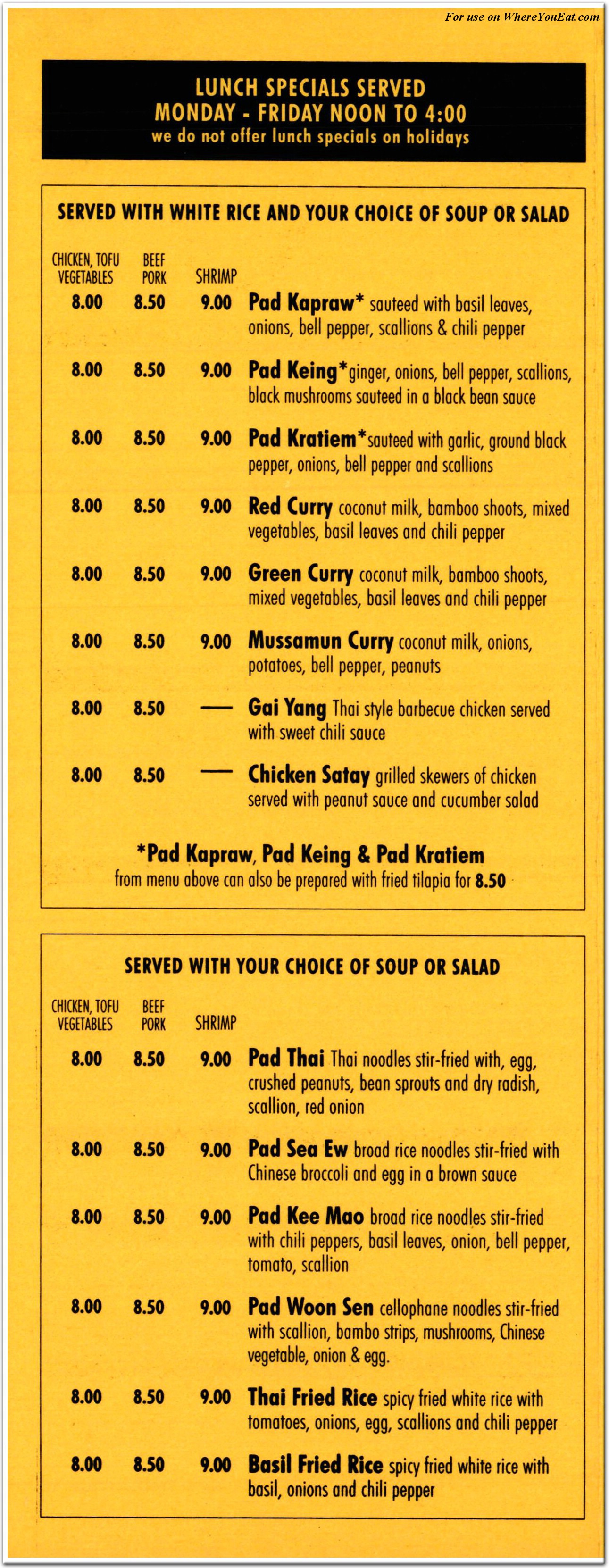 lily thai cuisine menu