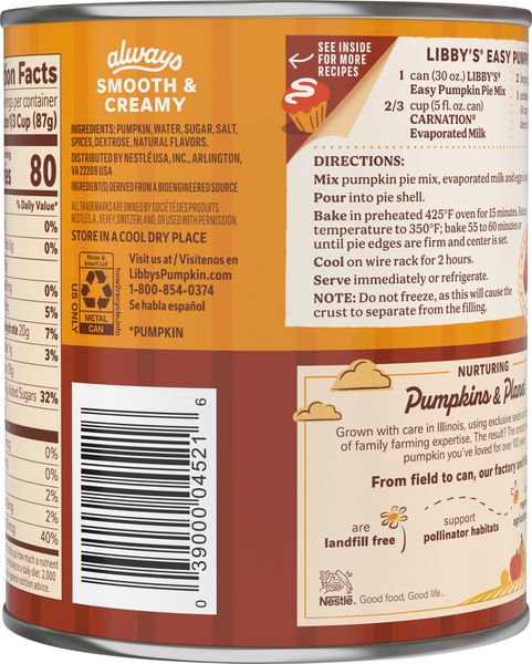 libby pumpkin pie mix recipe on label