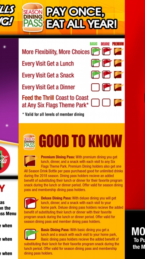 six flags meal plan