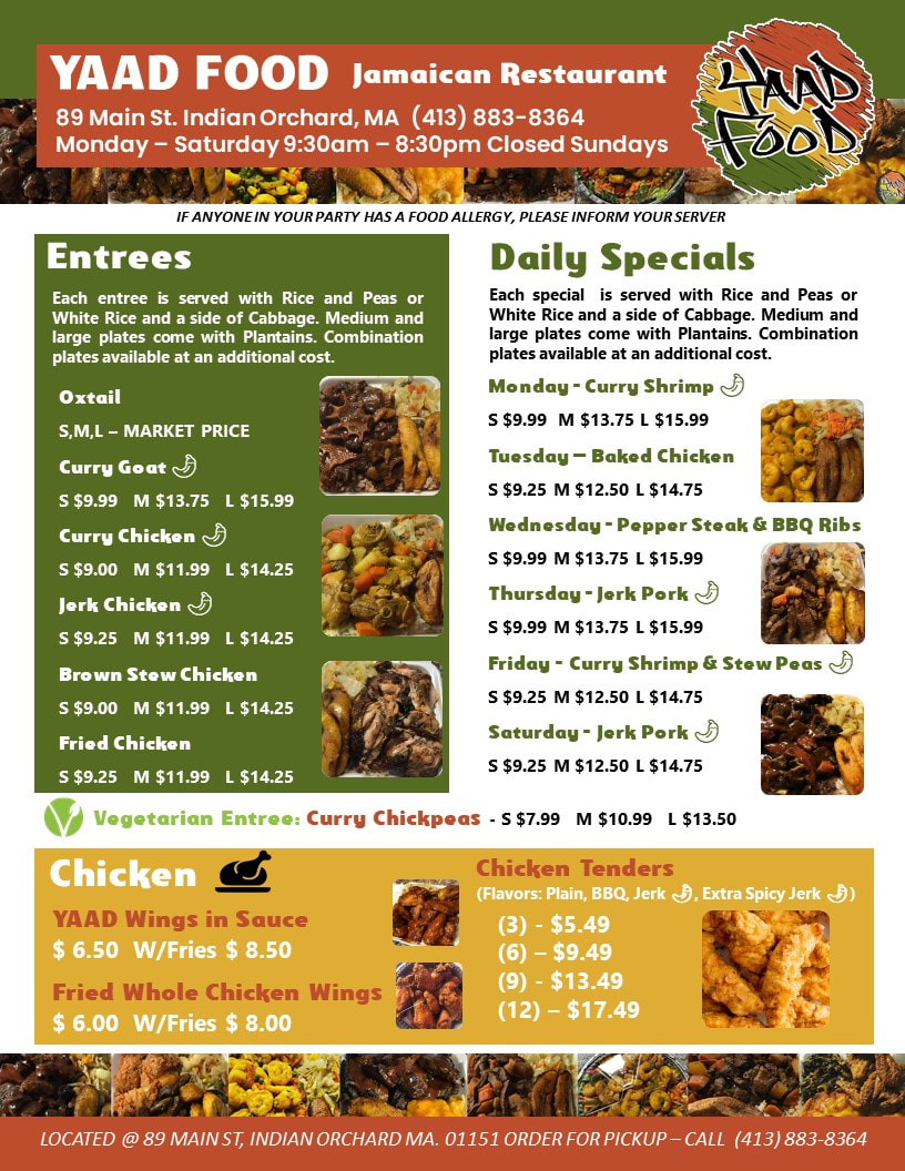 yaad style jamaican cuisine menu