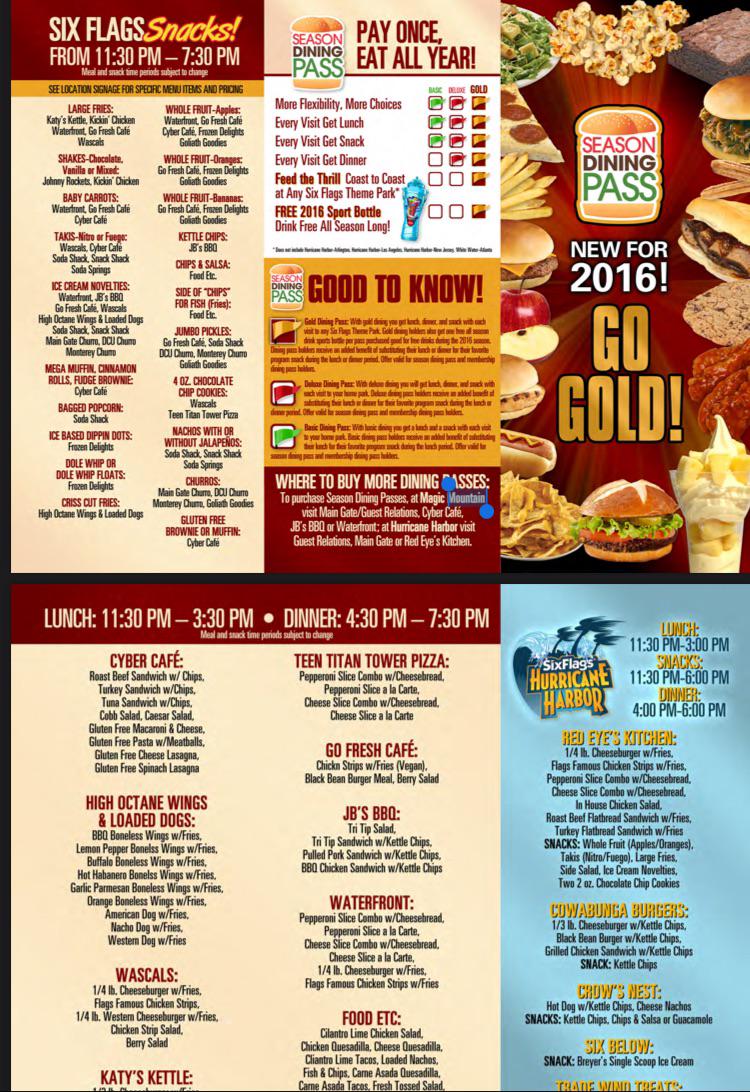 six flags meal plan
