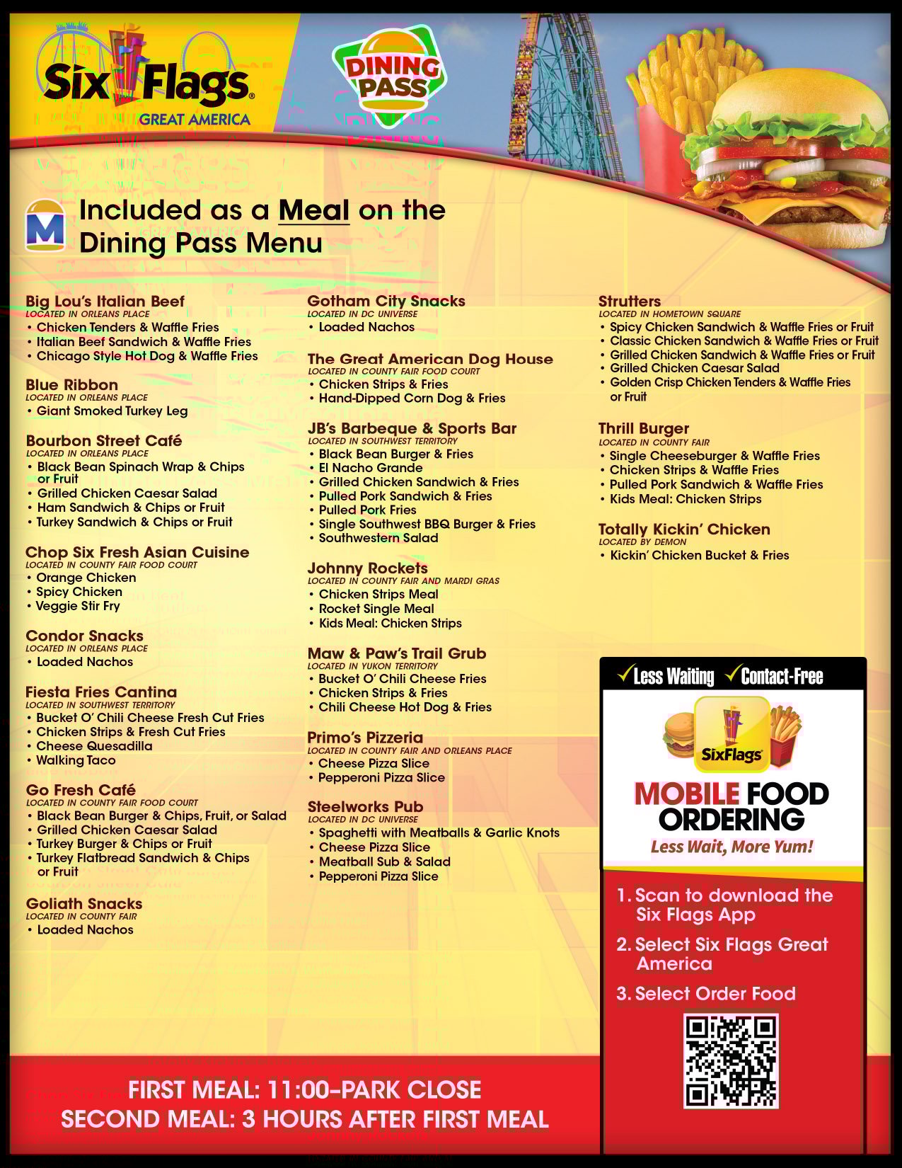 six flags meal plan