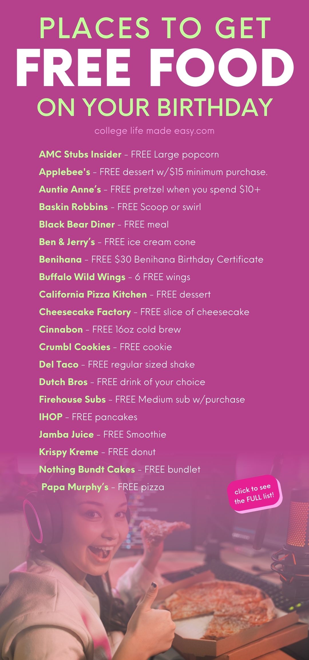who gives free meals on your birthday