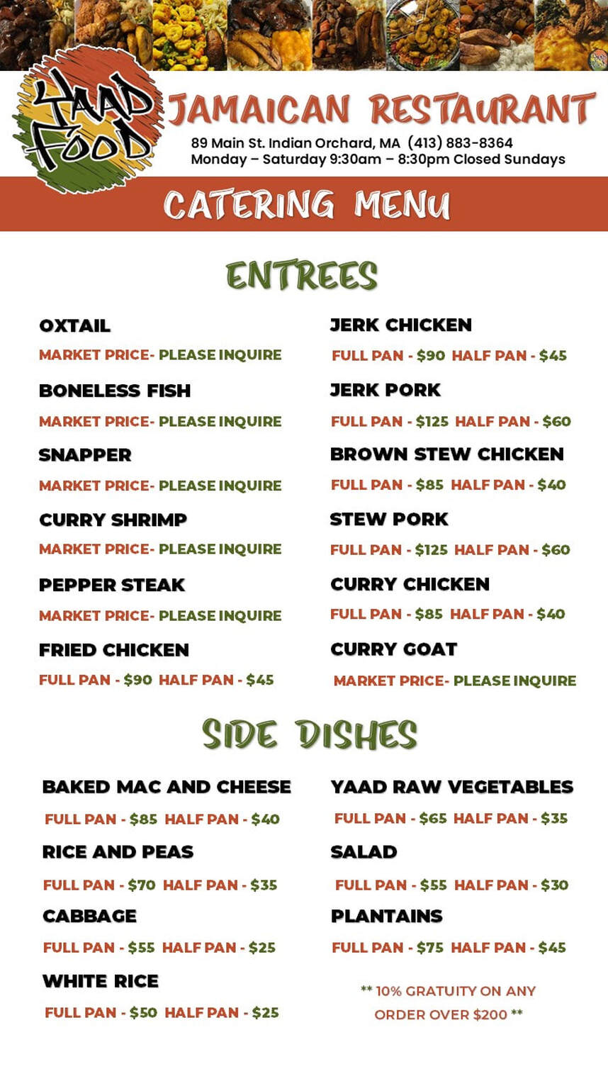 yaad style jamaican cuisine menu