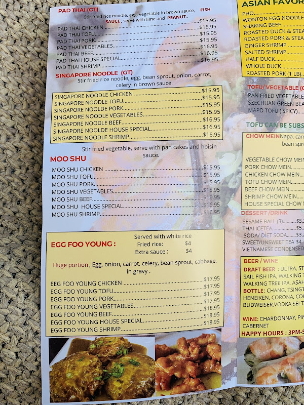 red wok chinese vietnamese cuisine menu