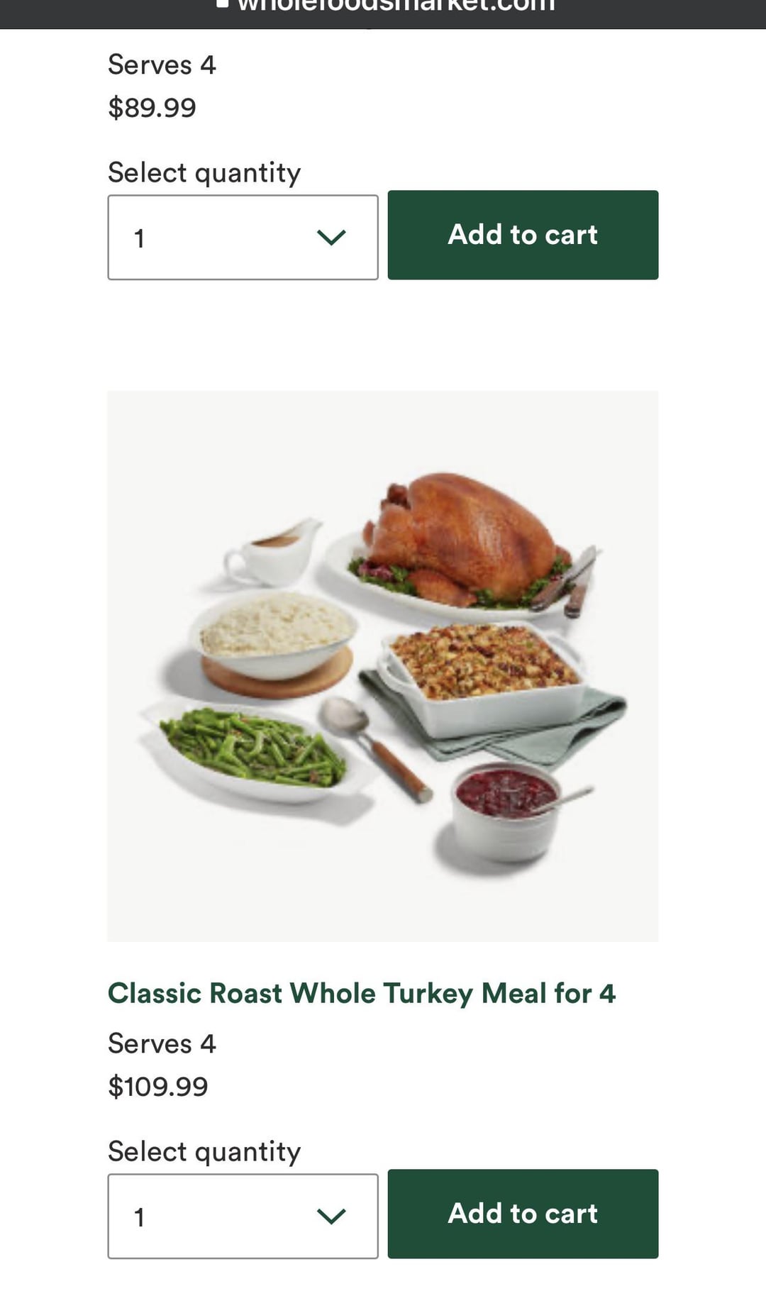 whole foods turkey meal