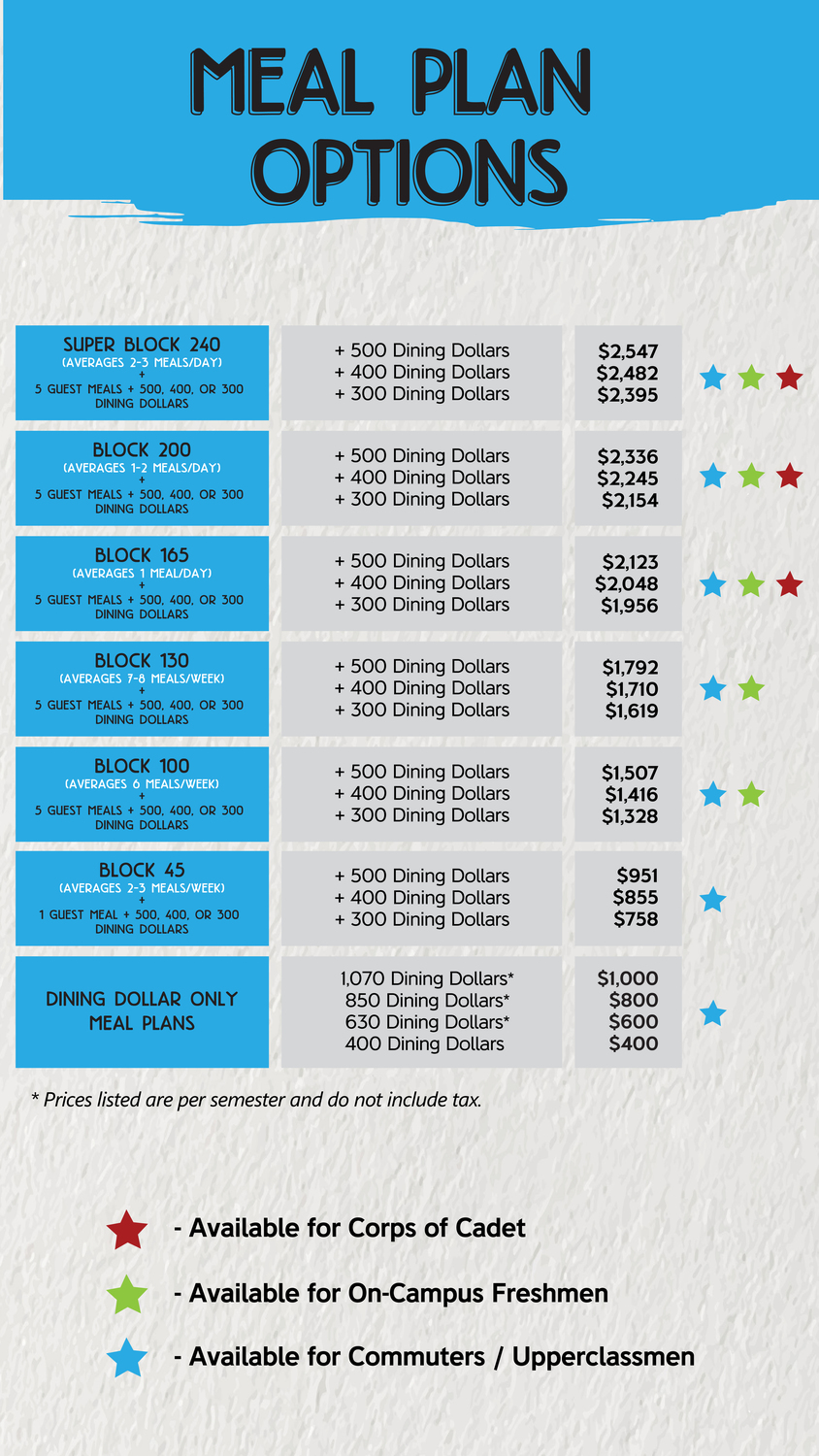 texas a&m university meal plan