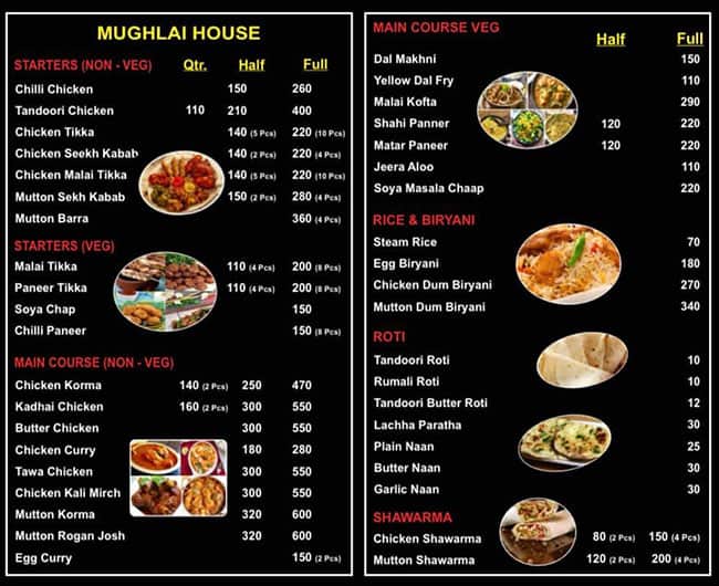 mughlai indian cuisine menu