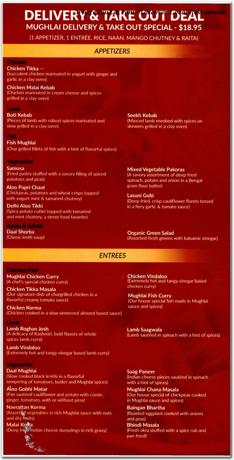 mughlai indian cuisine menu