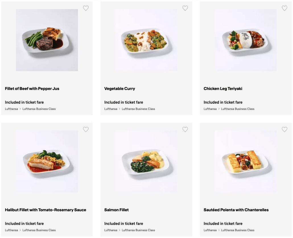 meal selection lufthansa