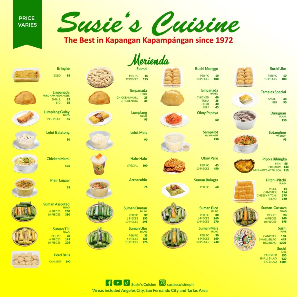 suzie cuisine menu